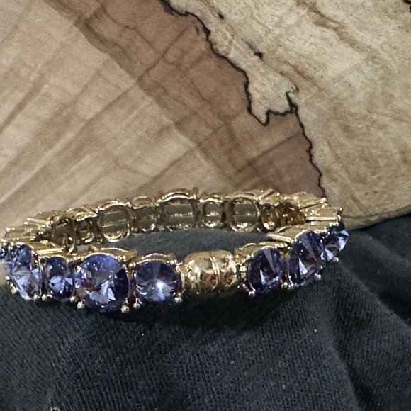 Tasha Gold Plate Bracelet with light Purple Crystal Stones - Picture 2 of 6